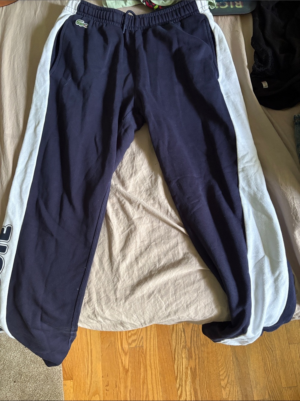 Lacoste Navy Blue and White Women's Joggers